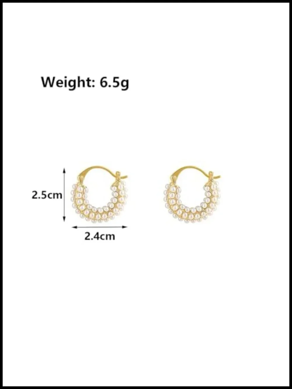 14K Gold Plated Pearl Hoop Earrings for Women Chunky Statement Round Huggie